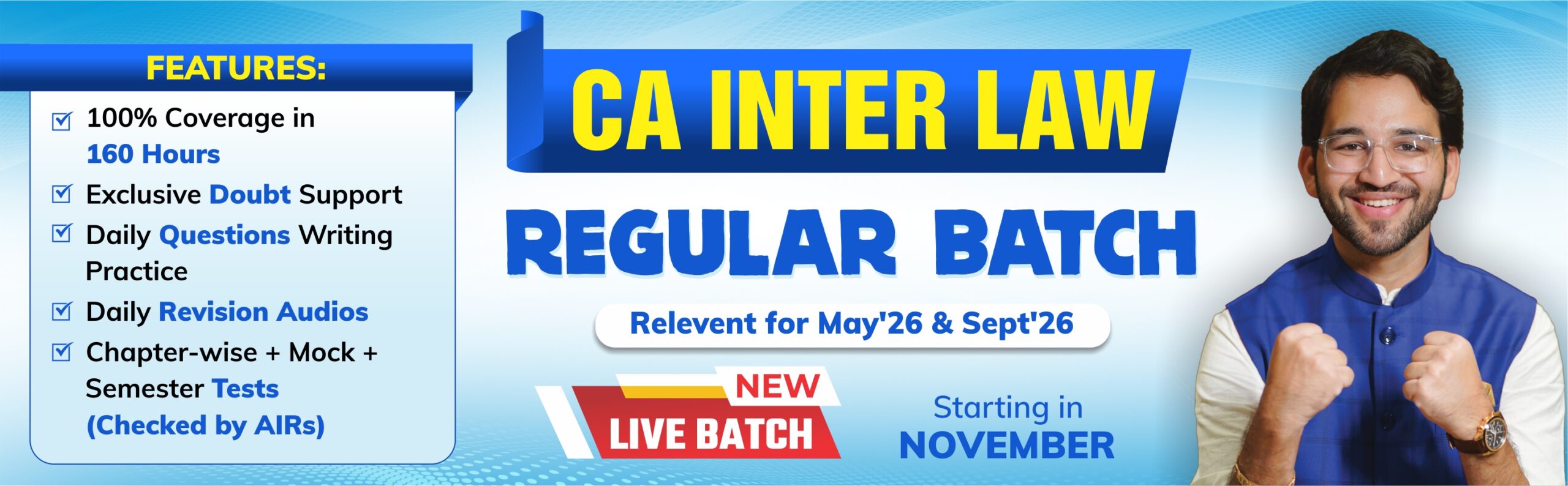 Ca Inter Law Regular Batch banner changes
