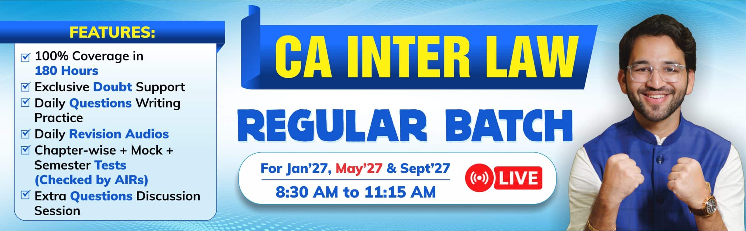 Ca Inter Law Regular Batch banner For Jan’27 & $May’27